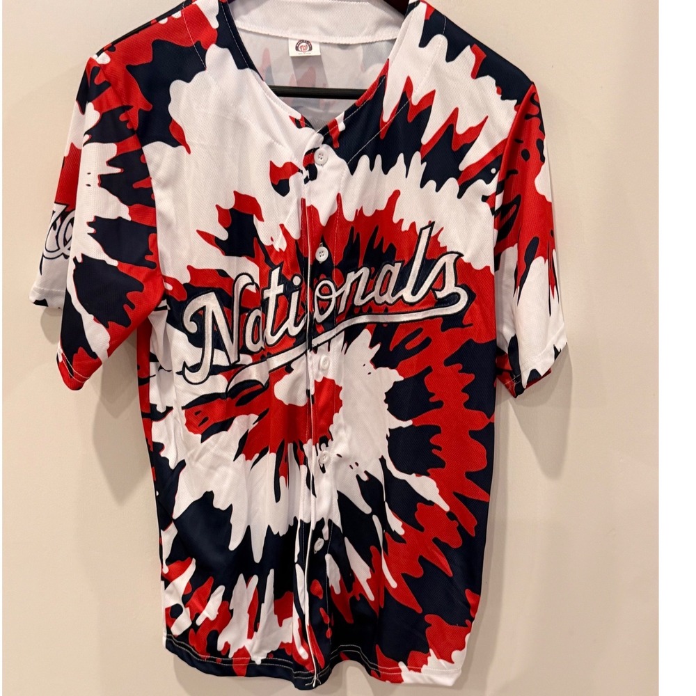 Washington Nationals Grateful Dead Jersey Mens M Tie Dye Bears MLB NWOT